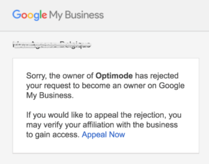 Google demande refusée