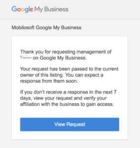 Tuto : Valider l’inscription de vos établissements sur Google 6 Google request accepted