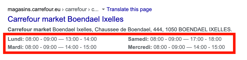 Rich Snippets carrefour