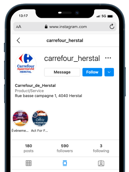 Instagram Business Carrefour example
